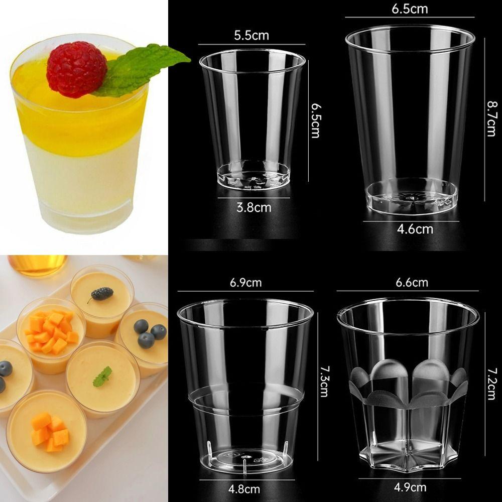 25pcs Household Round Disposable Cups Reusable Thickened Disposable Dessert Cups Party Supplies Plastic Transparent Cup