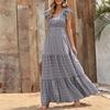 Bohemian Floral Maxi Dress - V-Neck Empire Waist Patchwork