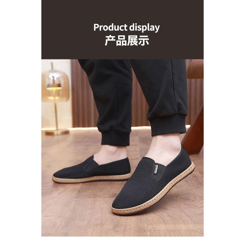 Men S Casual Slip On Cloth Shoes Breathable Lightweight Anti Slip Soft Sole