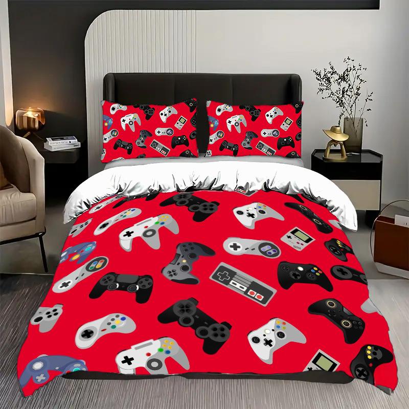 Three-Piece Game Console Quilt Cover 3D Digital Printing Bedding Kit 135 * 200cm 50 * 80cm * 1 two-piece set