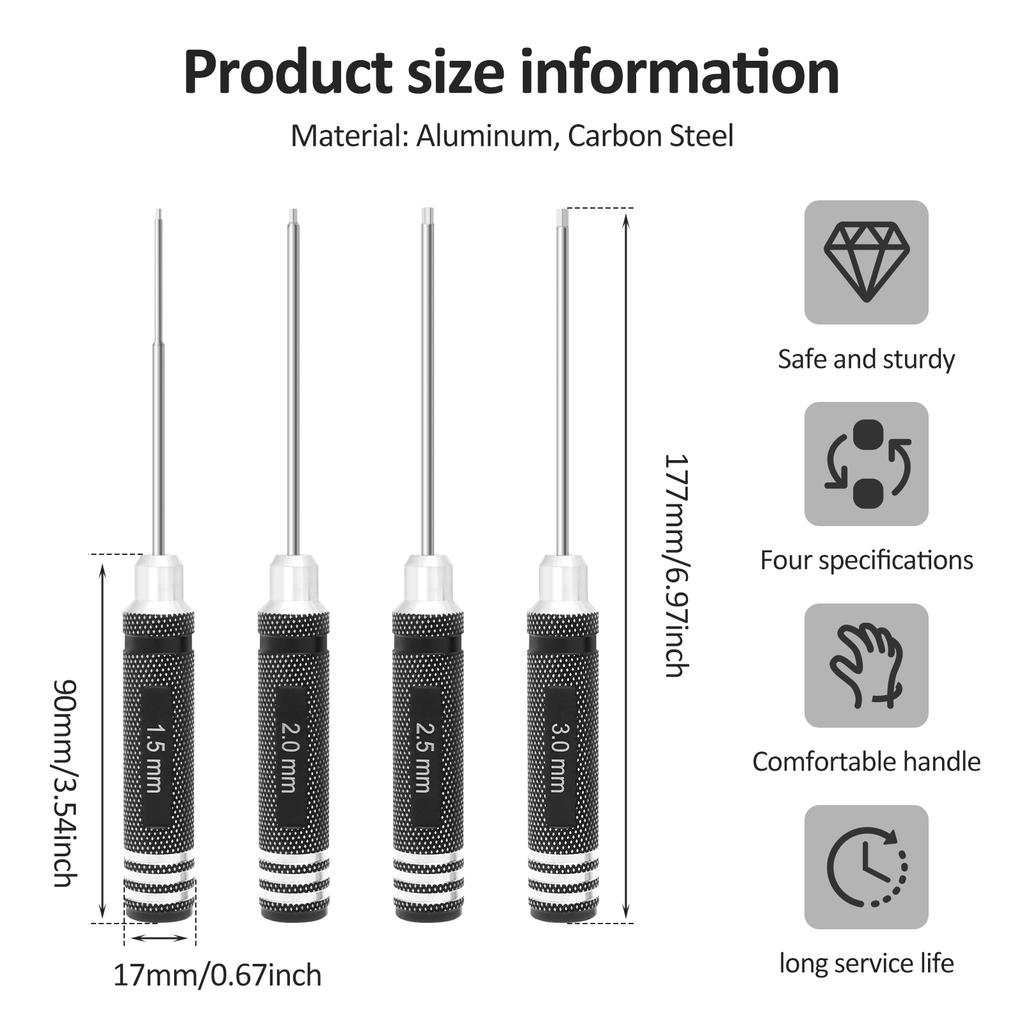 4/8Pcs Hex Screw Driver Repair Tool Set Non-slip 1/18 1/24 Scale Design for TRX4M SCX24 FCX18 Model Car Precise Screwdriver Tool