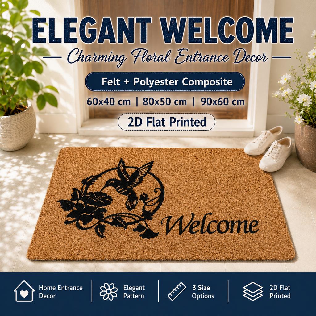2D Flat Printed Funny Dog Welcome Doormat Felt Polyester Composite Indoor Entryway Floor Mat Front Door Rug Pet Lover Decor