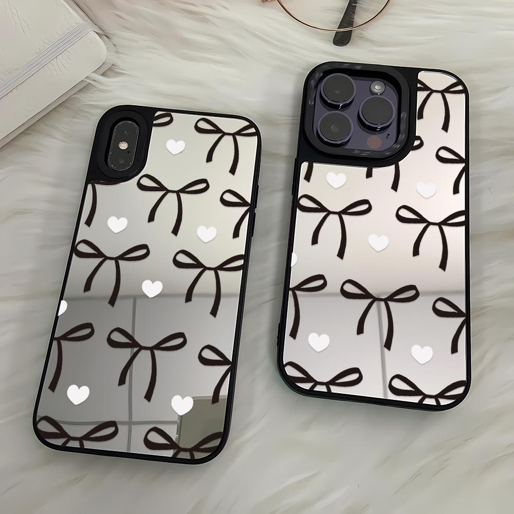Spiegel Handyhülle für iPhone 15 11 13 14 für 15 16 Pro Max 12 13 16 Pro Wolke Blume und Tier Niedlicher Stil Handyhülle