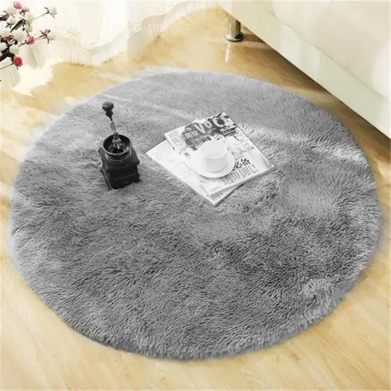 Super Soft Plush Round Rug Mat Fluffy White Carpets for Living Room Home Decor Bedroom Kid Room Decoration Salon Thick Pile Rug