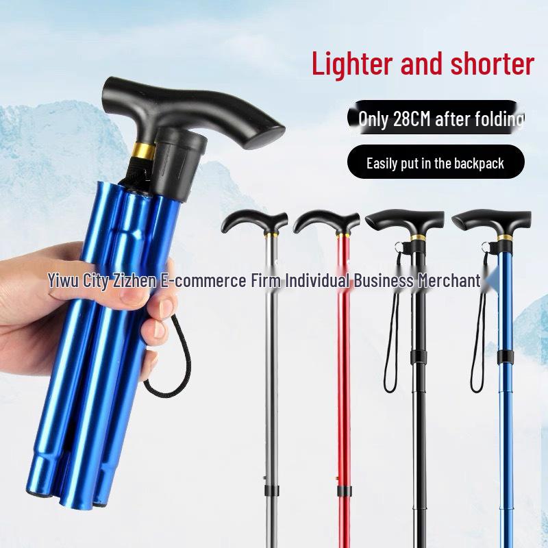Telescopic Folding Trekking Pole: 5-Section Hiking, Climbing & Ski Walking Stick for Outdoor and Elderly Use