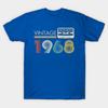 Men Black Print T-shirt Vintage 1968 Limited Edition Cassette No-Cut Transfer Paper Print Cotton Tshirt