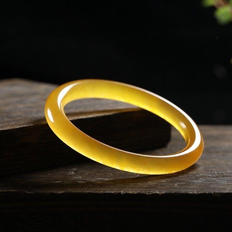 

Жіночий браслет-бангл з жовтого халцедону та нефриту - Кришталево-прозорий модний браслет-подарунок Inner diameter about 54mm