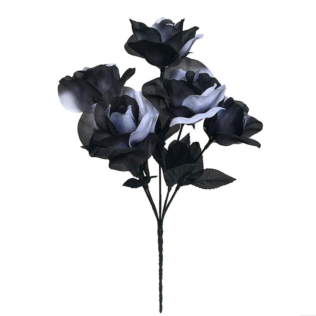 Halloween schwarz-weiß Rosenstrauß Gothic Rose Simulationsblumenarrangement dekorative Foto-Requisiten neues Produkt