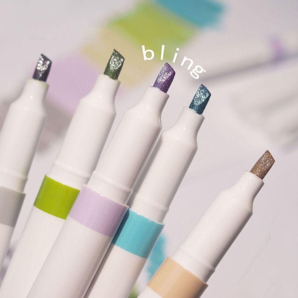 5PCS Plastic Draw Doodle Pens Colorful Shiny Marking Pen  School Office Supplies