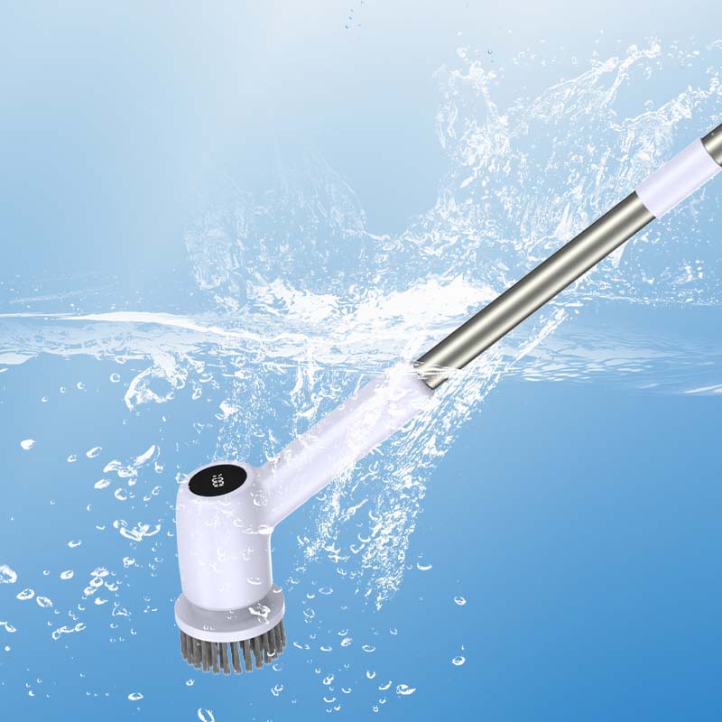 Detachable Long Handle IPX7 Waterproof Electric Spin Scrubber with 7 Replaceable Cleaning Brush Heads