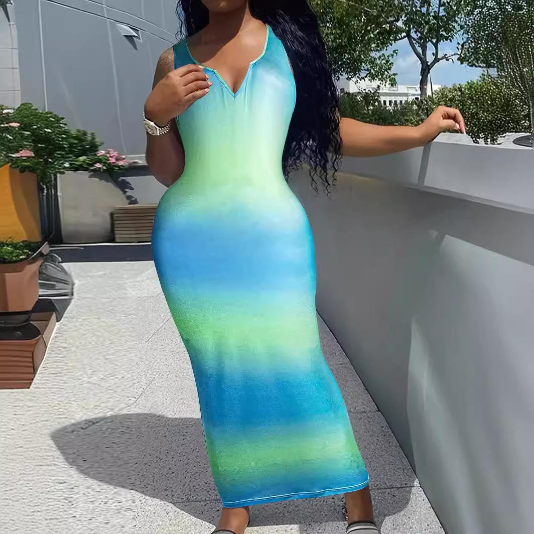 

Женские летние тонкие трикотажные длинные платья в полоску с принтом больших размеров S цветочный