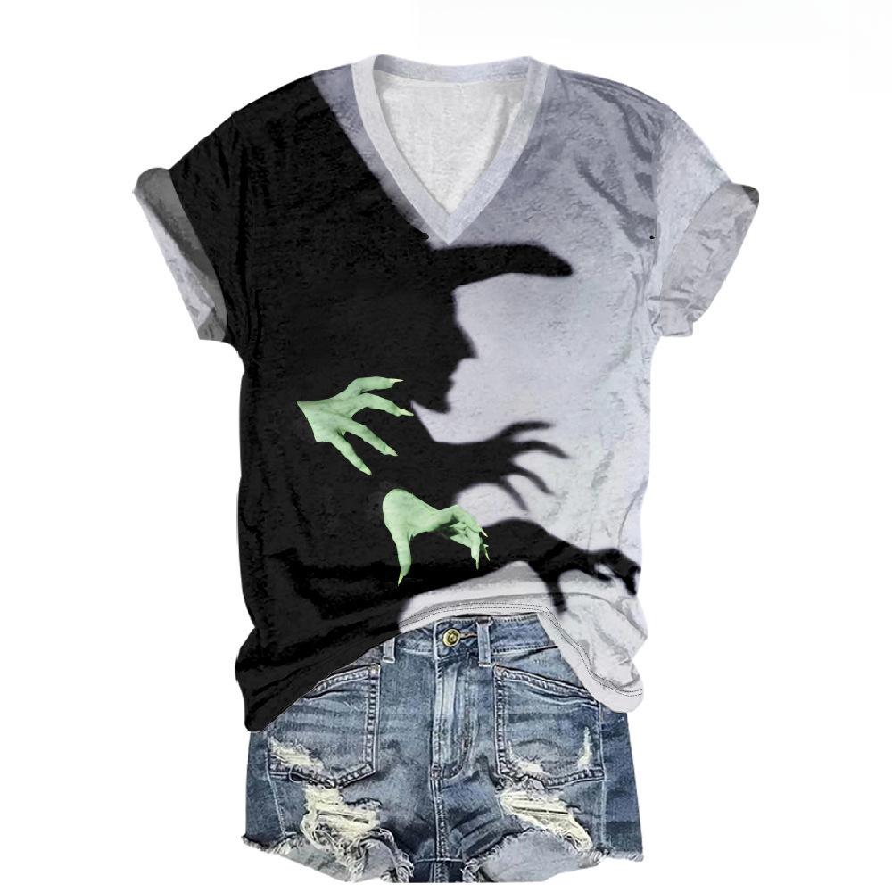 Летний топ с круглым вырезом и принтом 3D-ведьмы, модные повседневные женские футболки с короткими рукавами S