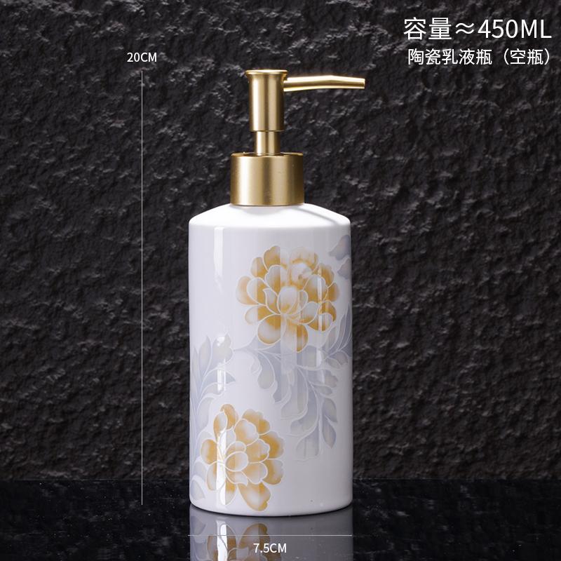 Ceramic Floral Soap Dispenser Golden Pump Lotion Bottle Bathroom Accessories Shampoo Shower Refill Bottle Bathroom Accessories