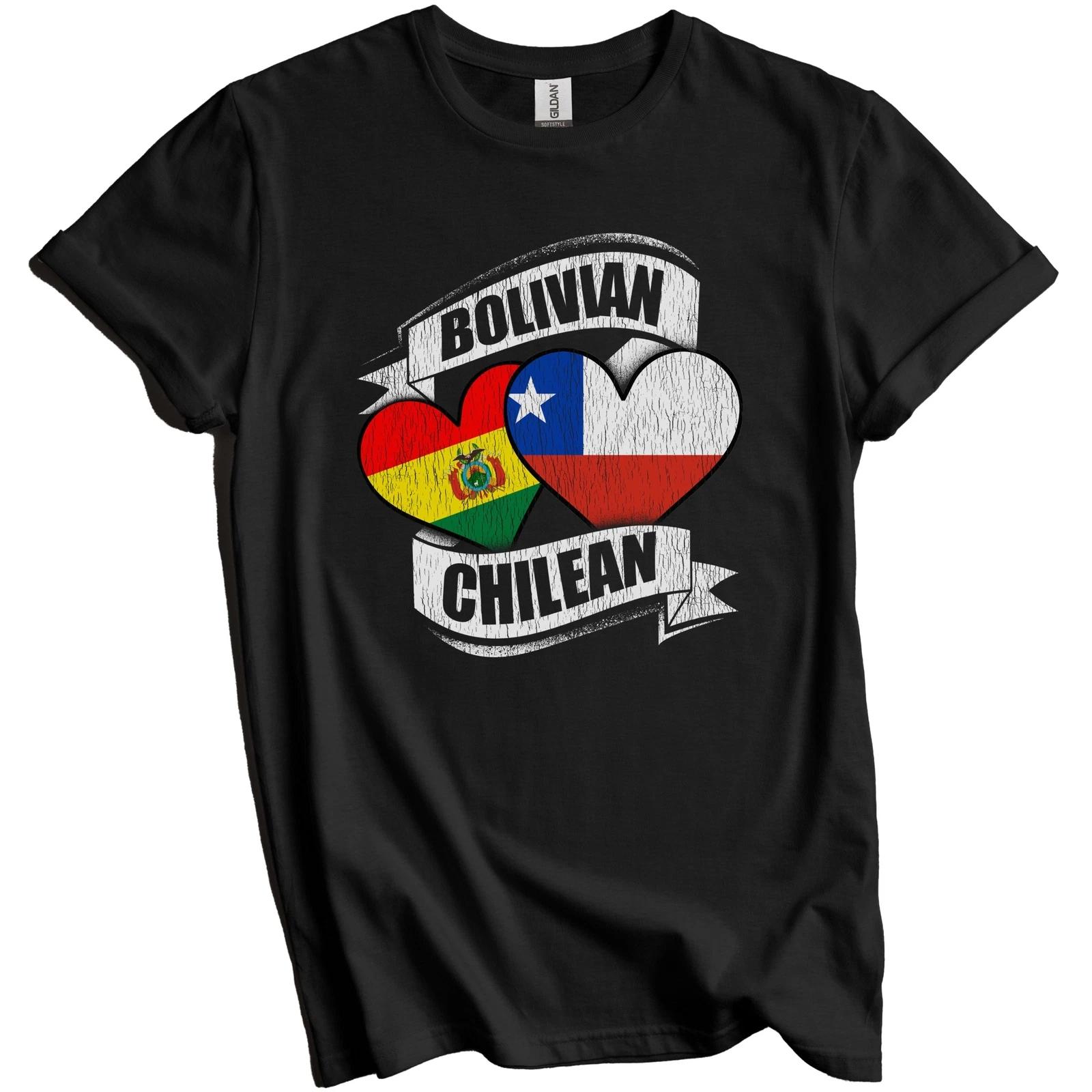 Bolivian Chilean Hearts Bolivia Chile Flags T-Shirt L