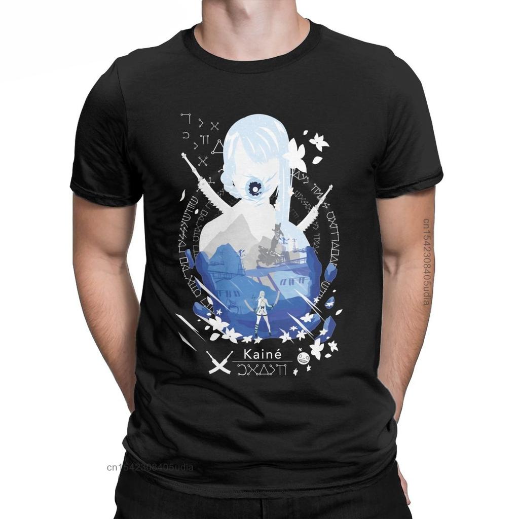 Kaine T-Shirt Men Nier Replicant Automata Game Funny Cotton Tees Vintage Oversized T Shirt Camisa Streetwear