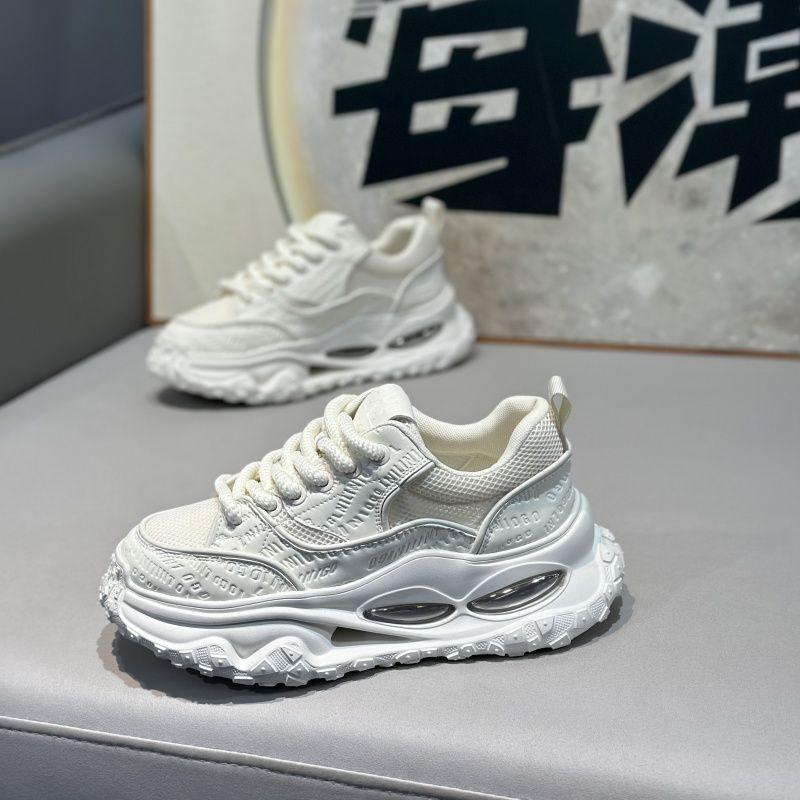 

Men s shoes spring and autumn mesh breathable youth casual sports shoes trendy shoes new student thick-soled heightening dad shoes 44 белый
