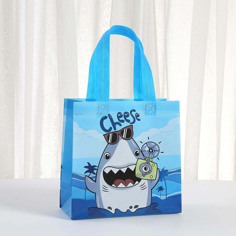 12/30pcs cartoon shark reusable tote bags kids beach party gift bags birthday favors bags eco non woven shopping bags blue