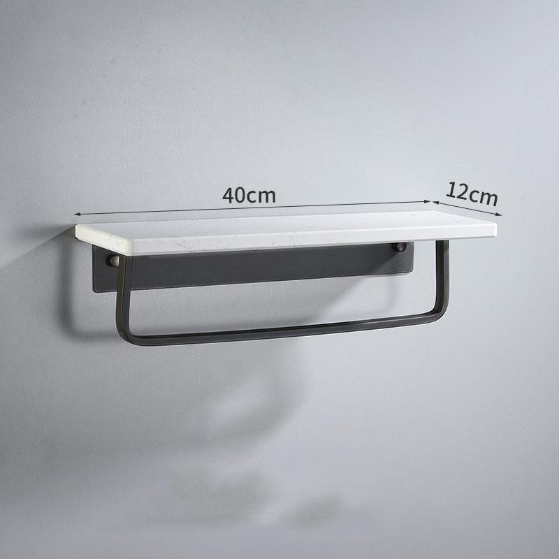 Black/White Marble Bathroom Shelf Wall-mounted Bathroom Storage Rack Aluminum Shower Stand With Rod Bathroom Accessory