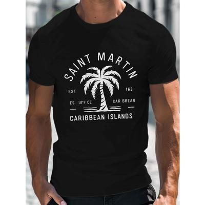 European Size [Caribbean Saint Graphic Tee] Plus Size Caribbean Saint Graphic Short-Sleeve T-Shirts - Perfect for Summer Wear and Daily Activities