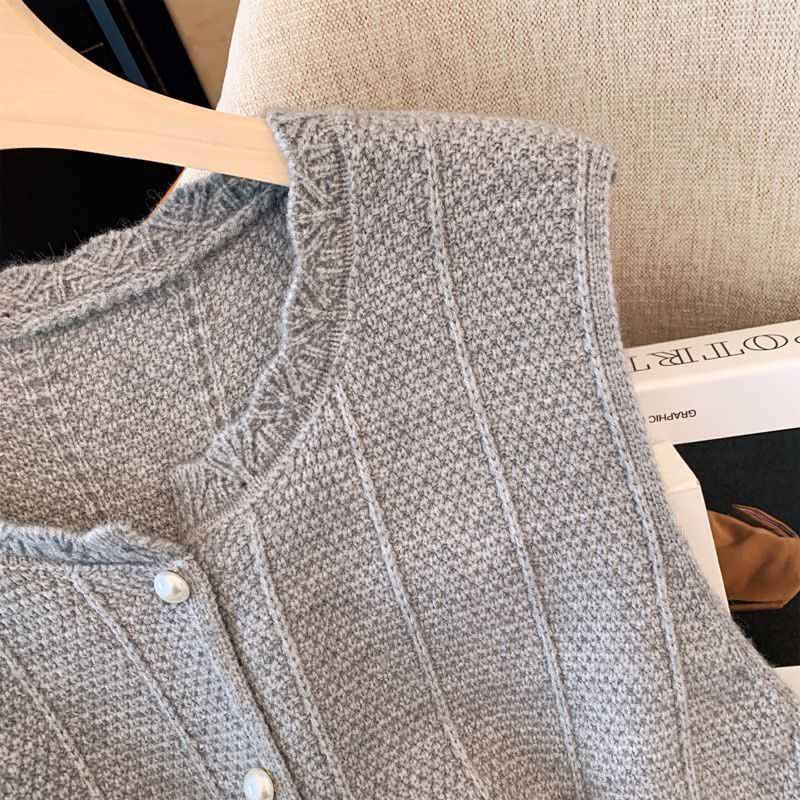 Vest for Women Cotton Autumn Sleeveless Tops Knitted Sweater Solid Color Lace Casual Vest Coat