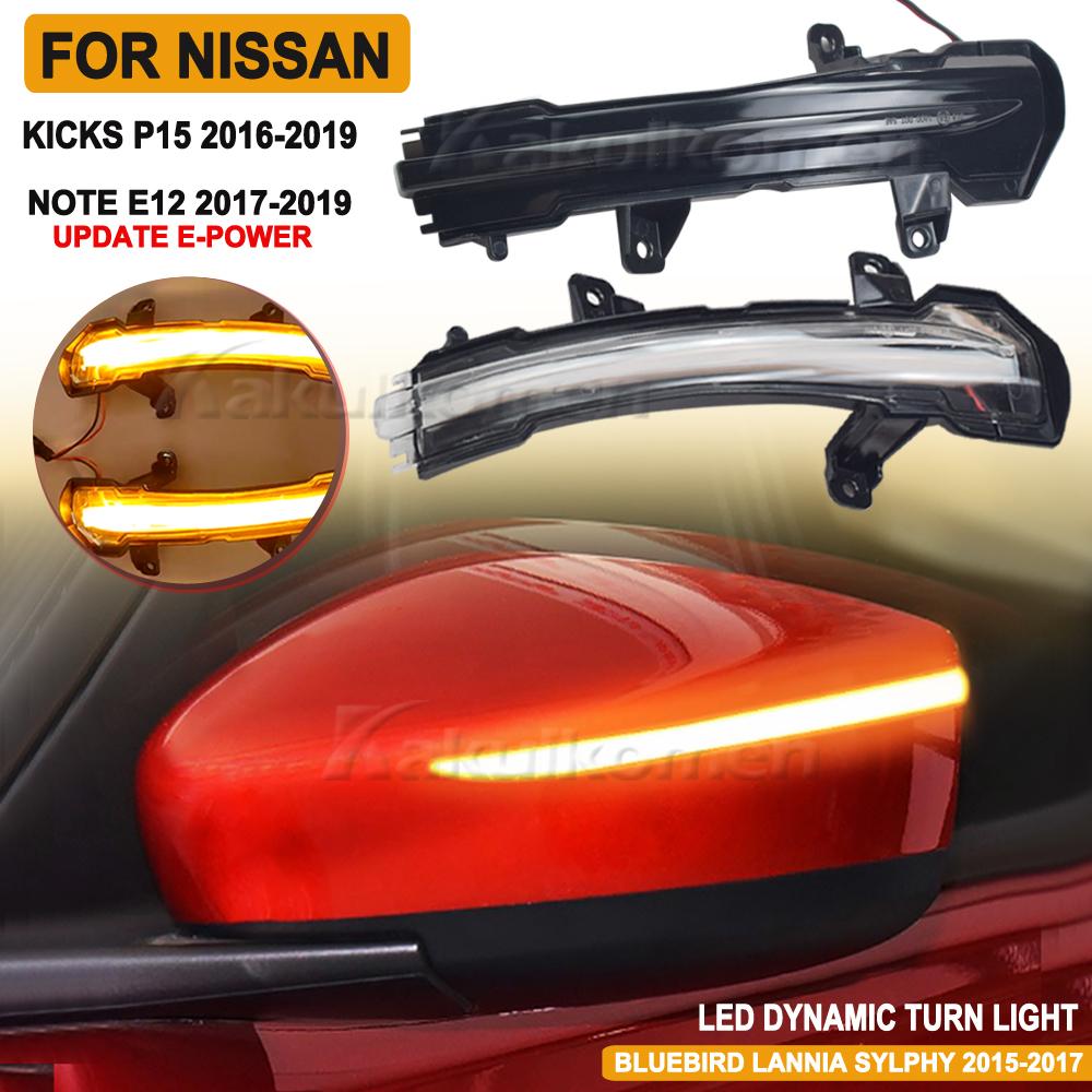 LED Turn Signal Light Dynamic Side Wing Mirror Indicator Blinker For Nissan Kicks P15 Sylphy Note E12 2017 Update E-power