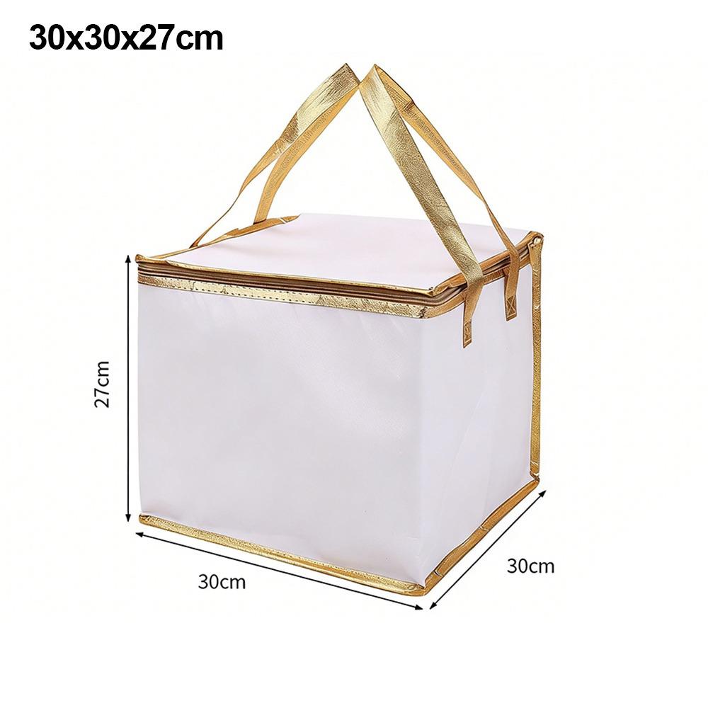 Reusable Aluminum Foil Tote Bag Zipper White Insulated Thermal Cooler Bag Refrigerated Bag Picnic Cake Fruit Drink Refrigeration