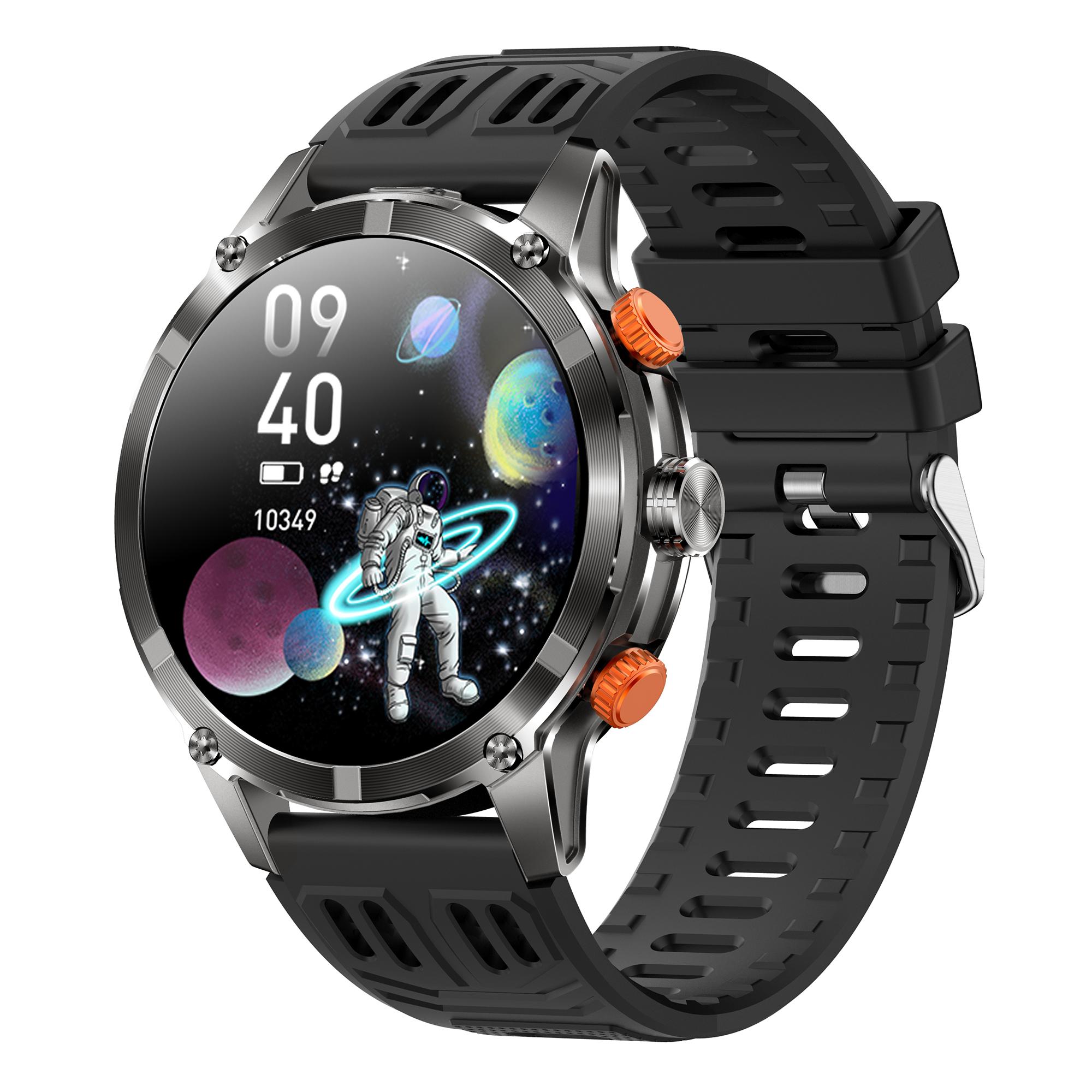 

CF55 Men Smart Watch Heart Rate Monitor Outdoor Sports Band Waterproof Bluetooth-compatible Call,Silicone Strap Black