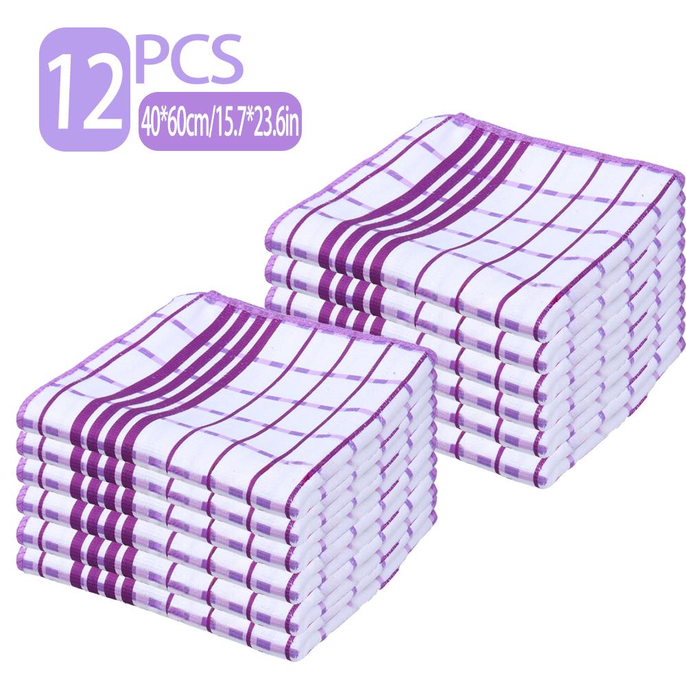 Checkered Kitchen Absorbent Cleaning Cloths, 6/12 Set, Household Dishcloths and Tablecloths, Easy-to-clean Household Cloths.