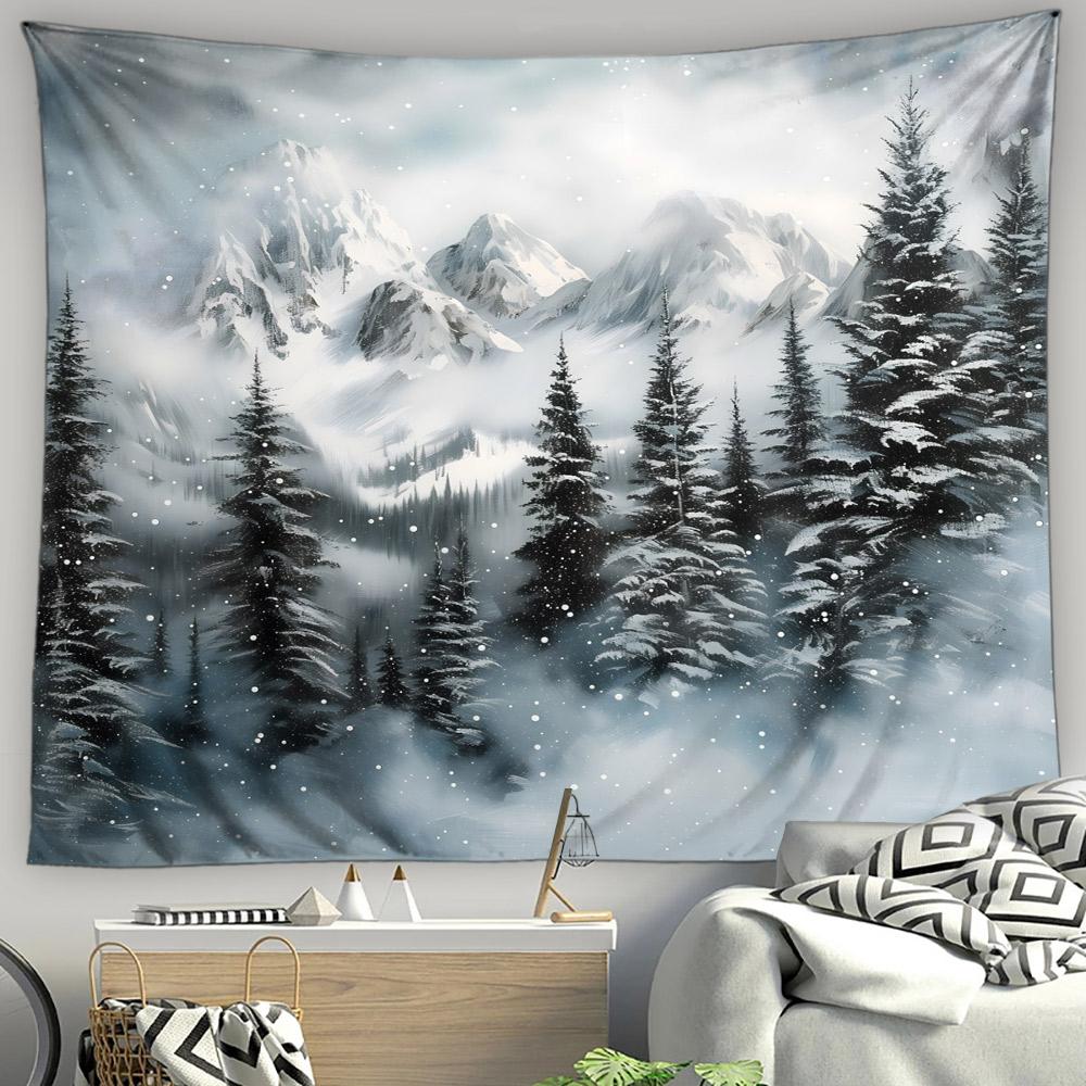 Asian Style Landscape Tapestry Nature Scenery Forest Waterfall Bedroom Living Room Home Wall Hanging Decor Natural Tapestry