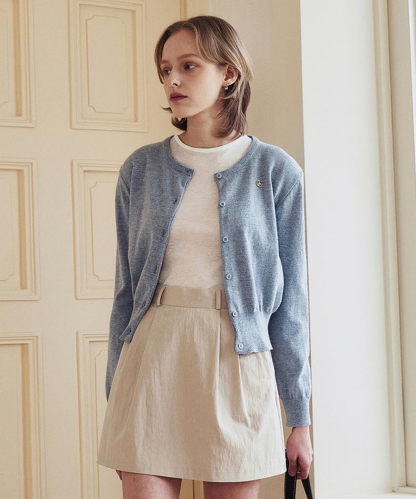 Loeil Blend Round Knit Cardigan - Sky Blue
