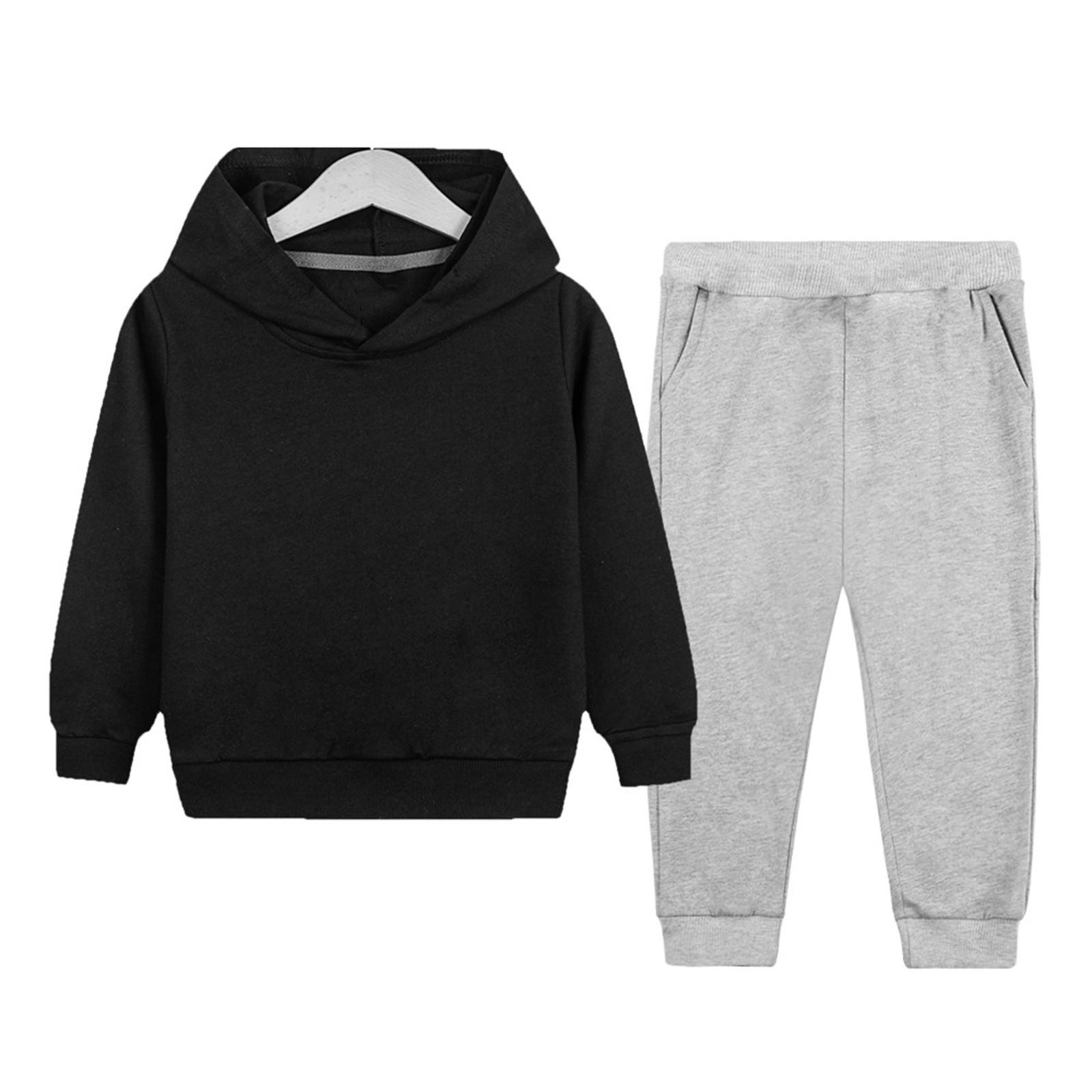 

Детский костюм для мальчиков и девочек, зимний спортивный костюм с длинными рукавами и штанами с капюшоном 100 чёрный