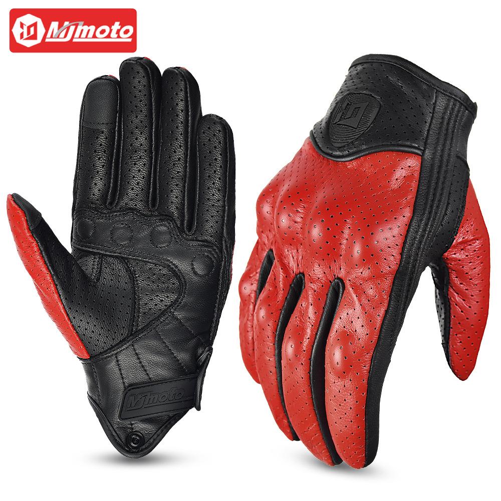 Retro Motorcycle Riding Gloves Leather Accessories Wear-resistant Motocross Knuckle Guard Finger Moto Crycling Glove Gp for Men