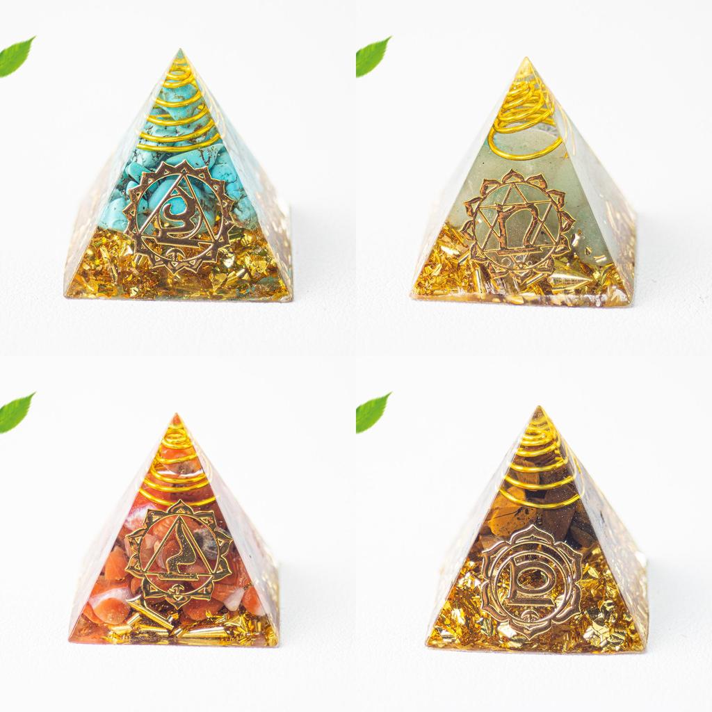 Natural Crystal Resin Pyramid Home Office Decor Gift For Mindfulness Enthusiasts