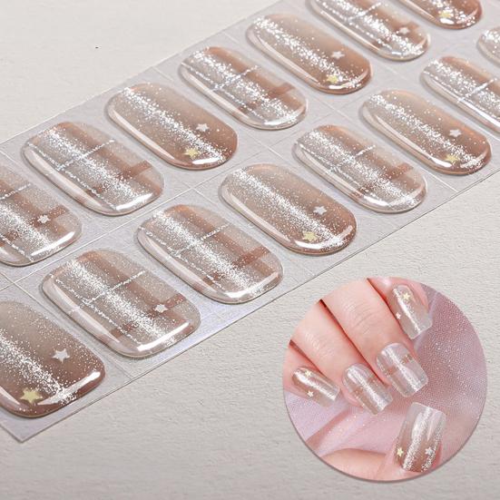 Tiras de Esmalte com Glitter com Lixa Fácil de Aplicar Remover Autoadesivas Unha Inteira Feminina Adesivo para Unhas Manicure Caseira Decoração DIY Nail Art Wrap