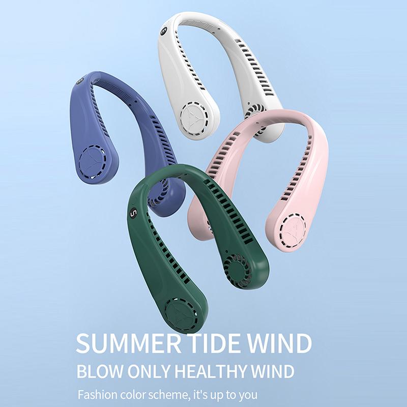 Portable Bladeless Hanging Neck Fans With Screen Display And 5 Speeds Levels, Usb Rechargeable