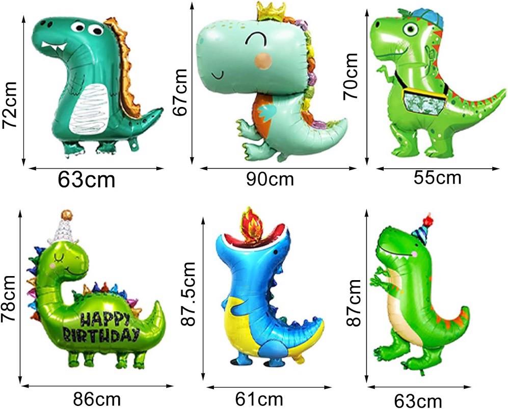 Balony Foliowe Dinozaury Dekoracje Urodzinowe Dla Dzieci Duże Zestaw 6Szt