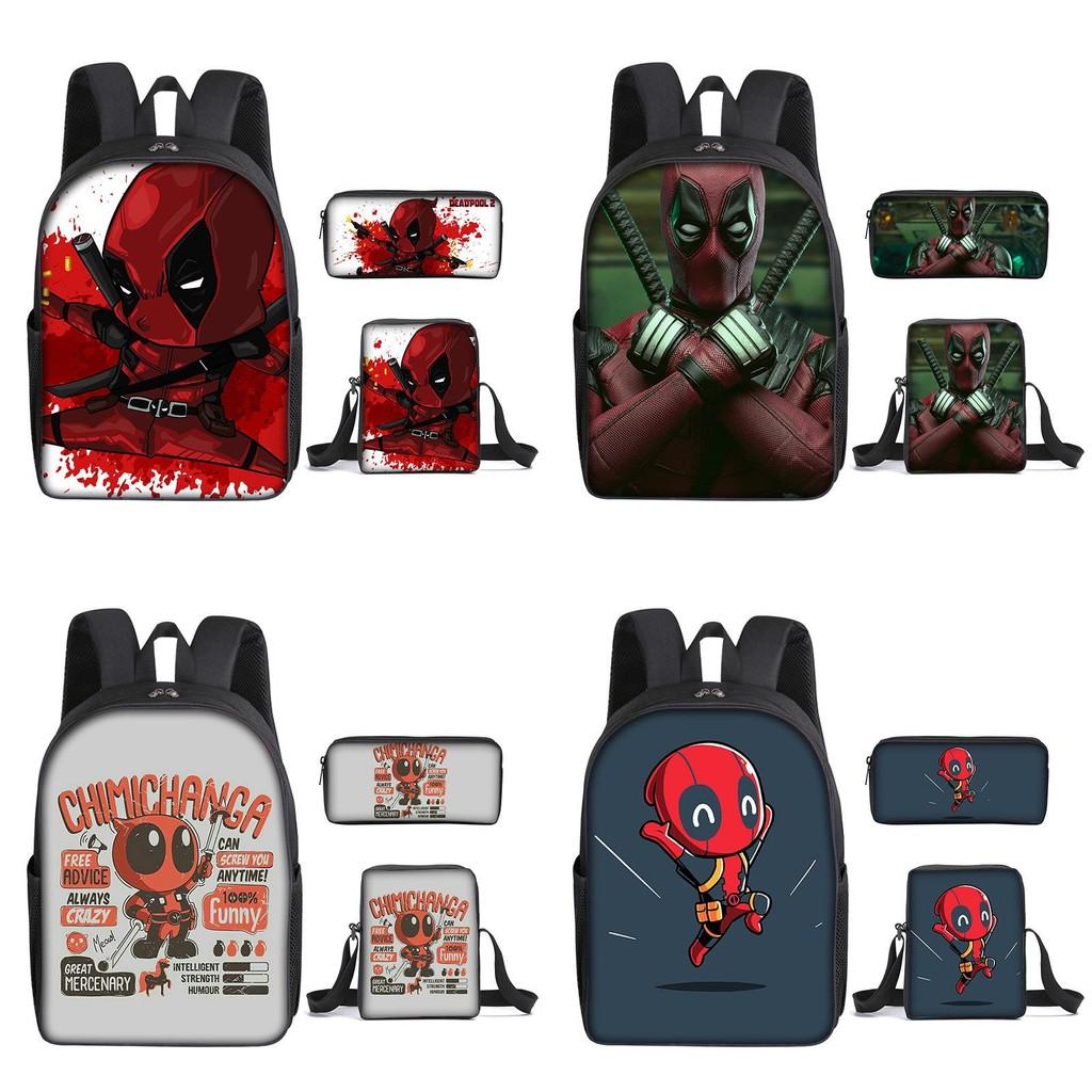 Deadpool 3pcs Student School Bag Backpack Lunch Bags Pencil Case Gifts Kids