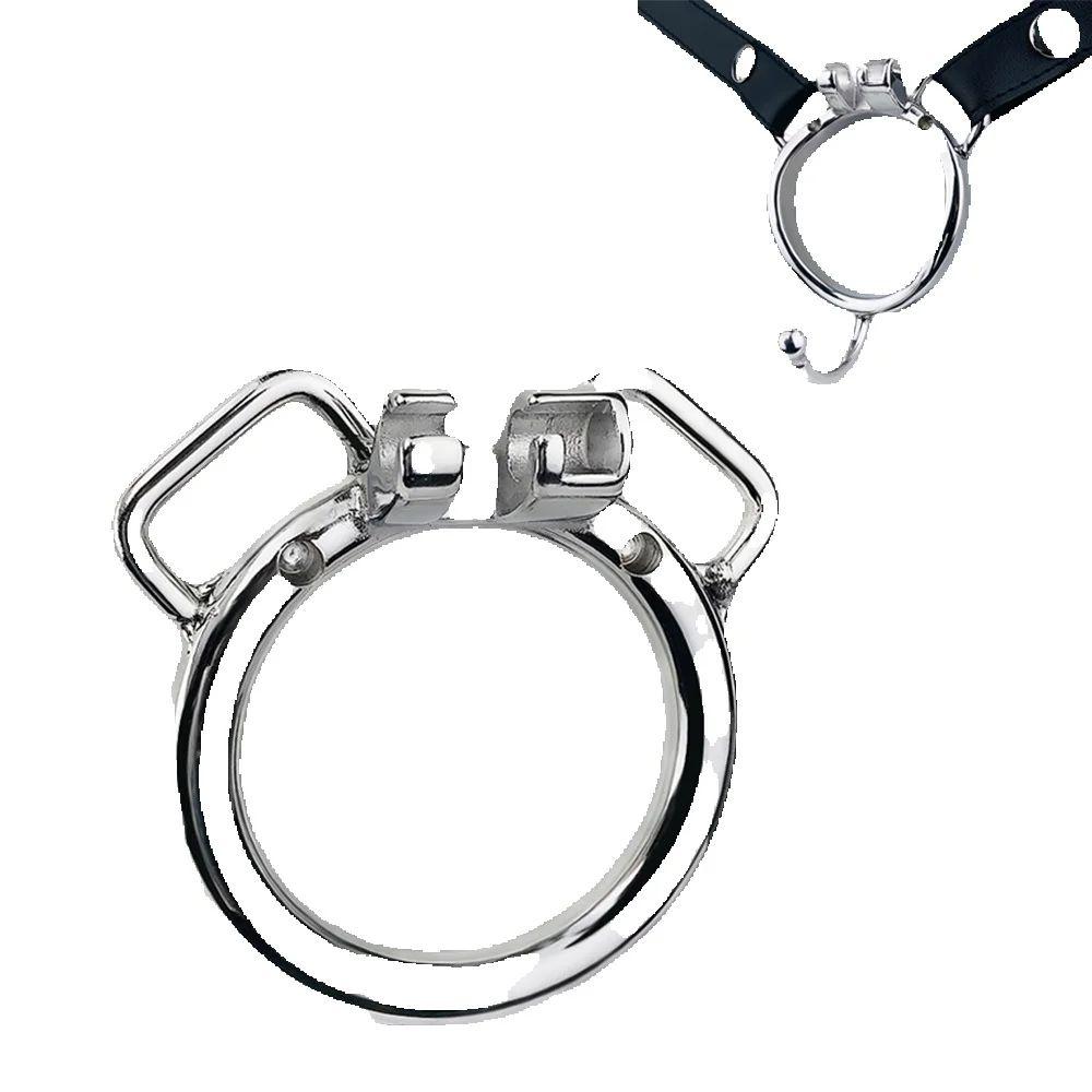 SHAZ Stainless Steel Round Curved Ring Male Adult Chastity Lock Cock Cage Accessories Anti-Erection Device BDSM Sex Toys for Men