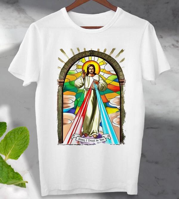 

Jesus Trust In You The Passion Of Christ 100% Cotton T-shirt Mens Tees Top Unisex Men s Ladies Top 2XL
