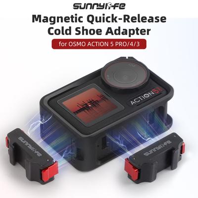 Camera Adapter Base for DJI Osmo Action 5 Pro/Action 4/Action 3 Magnetic Cold Shoe Gimbal Quick Release Expansion Base Accessory