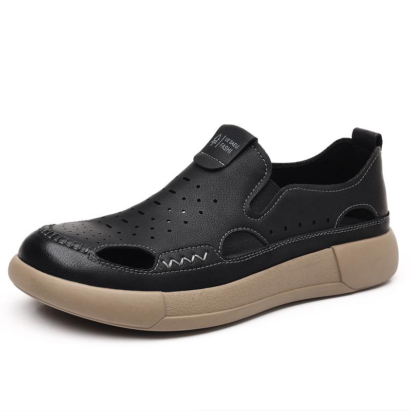 

Fashion 2025 Classic summer men s sandals thick soles durable men s camping hiking shoes outdoor anti slip Oxford shoes breathable 44 чёрный