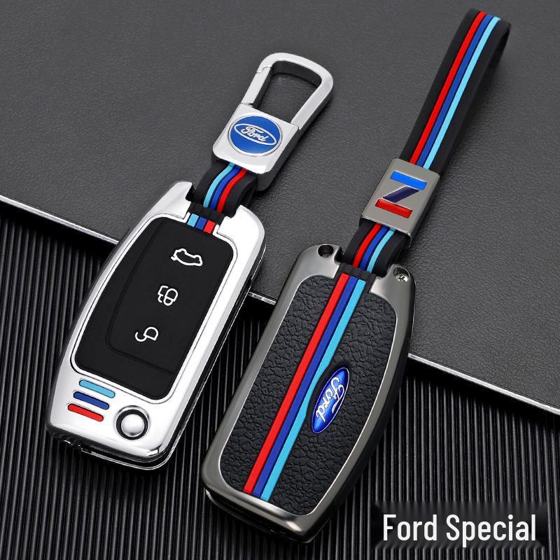 Ford Classic Focus Fiesta Key Cover - Car Protective Shell with Metal Buckle for Folding Key (Old Model & Ecosport)
