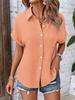 European American Women's Cotton Shirt - 2026 Summer Collection: Solid Color Casual Button-Up