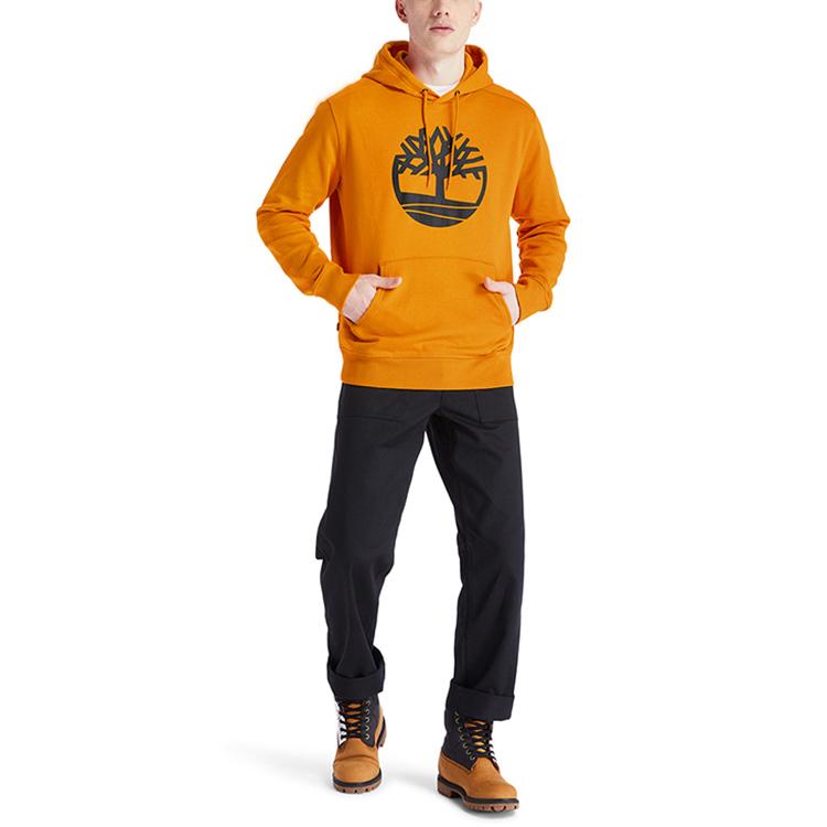 Timberland Tree Logo Fleece Lined Pullover Hoodie Men Hoodies Cheddar A2BJH-AR8