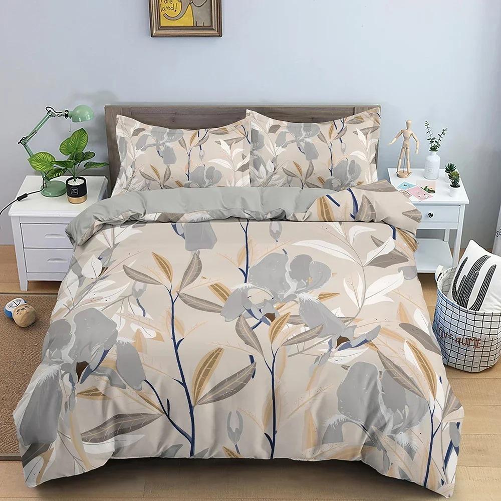 

Modern Bedding Set Floral Pattern Down Quilt Bed Bedroom 3D Bed Cover Single Double King Size Quilt Cover Home Textile 2/3pcs 70x133cm 2pcs