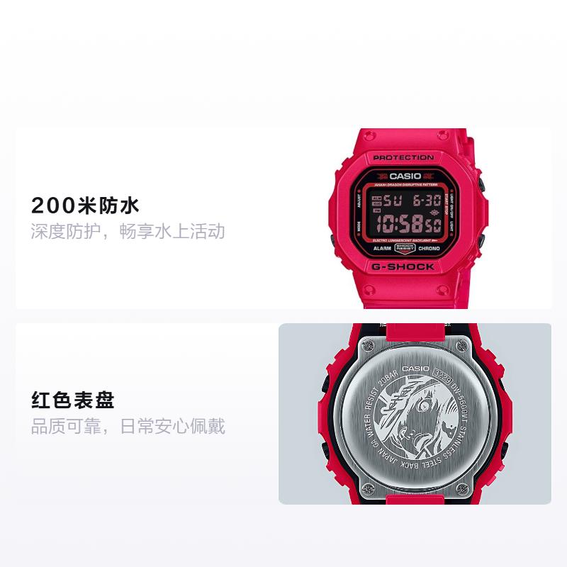 

CASIO G-SHOCK series JAHAN Year of the Dragon zodiac co-branded Chinese red small square 200 meters waterproof Quartz resin strap sam DW-5600JAH24-4DR червоний