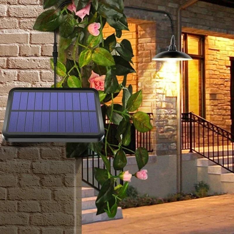 Solar Single Head Pendant Light, LED Retro Bulb Light, Outdoor One To Two Dual Head Remote Control Indoor and Outdoor Lighting Street Light