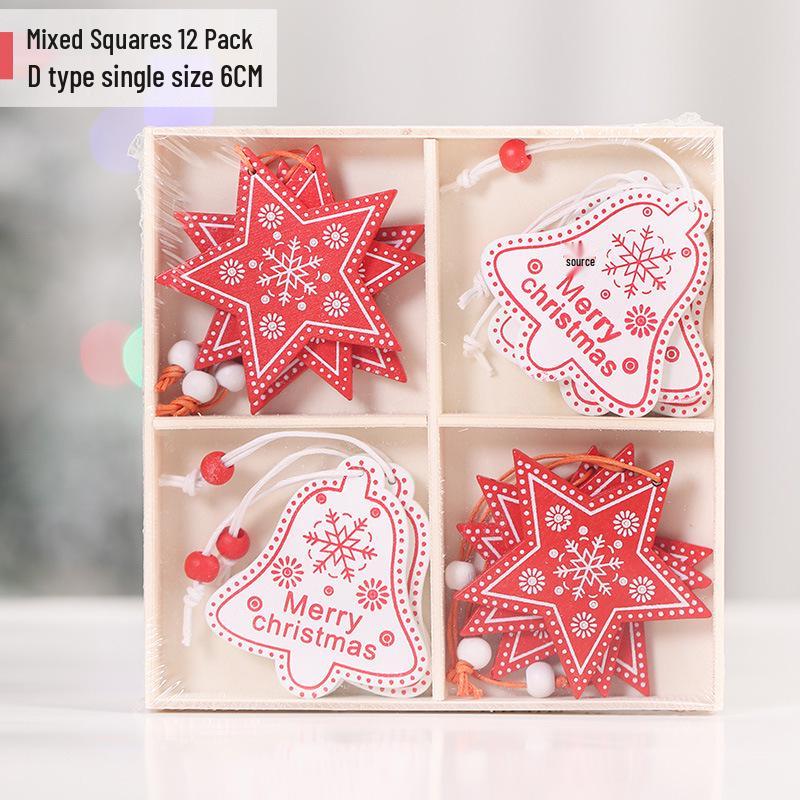 Creative Wooden Christmas Ornaments: Small Reindeer Tree Pendants with Exquisite Painted Box