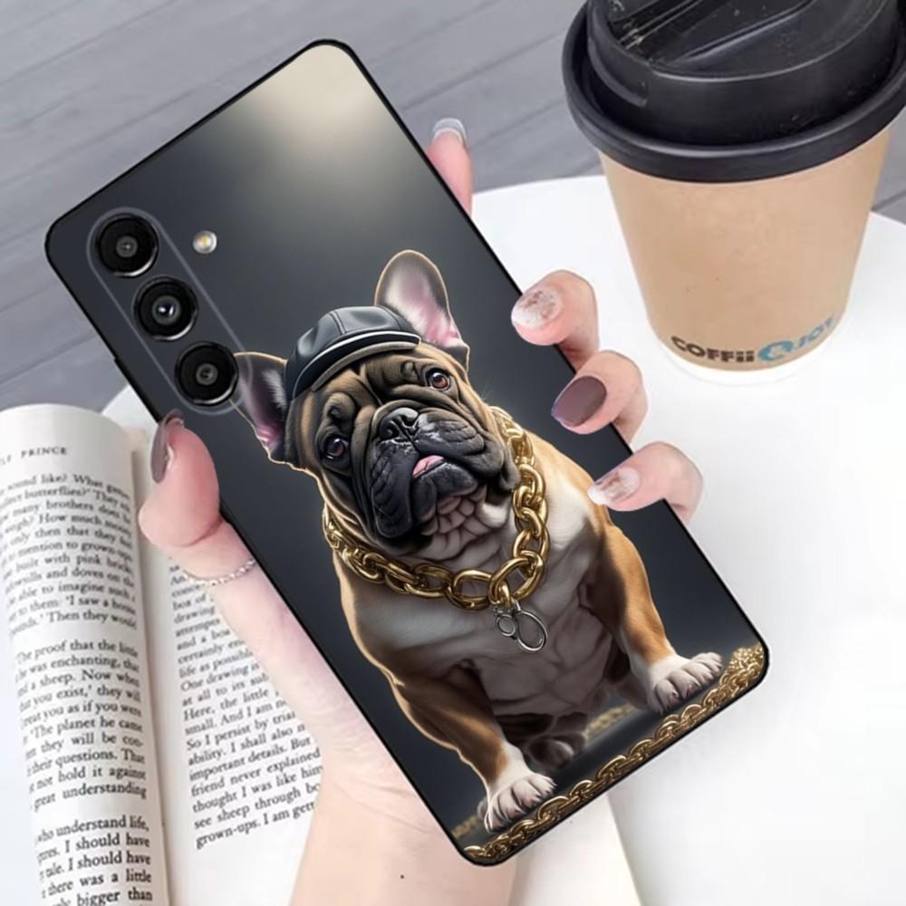 French Bulldog Phone Case For Samsung S 25,24,21,22,23,30,20,Ultra,Plus,Fe,Lite,Note,10,9,5G Black Soft