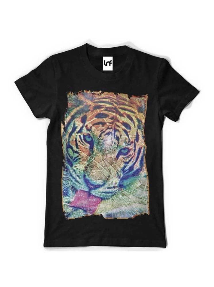 Tigers Vibe Colourful Graphic Printed Tee Unisex Black TShirt (Sb006) S